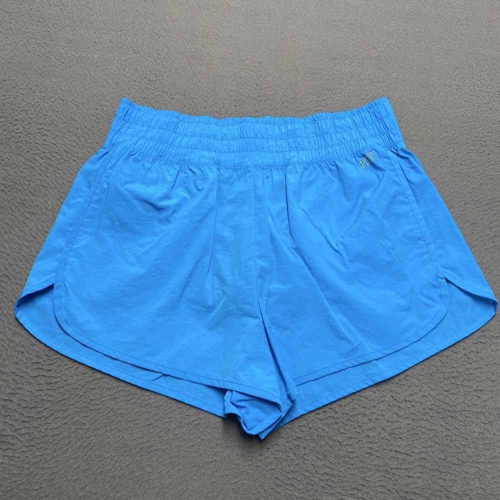 PINK Shorts Womens Large Blue Active Running 3.5 In Elastic Pockets Athletic Gym
